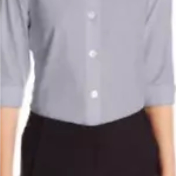 FoxCroft NYC Women’s stretch Poplin Shirt NEW Sz M Blue Button Easy care No iron - Picture 4 of 7